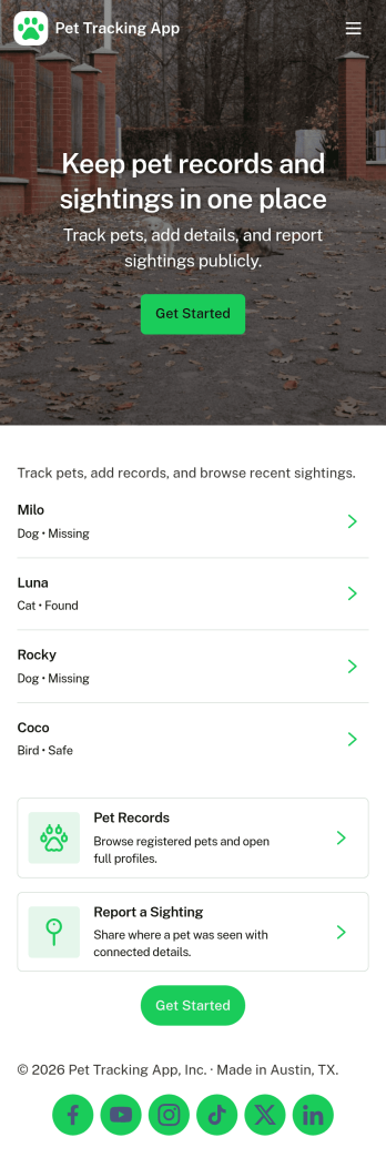 Pet Tracking App Template