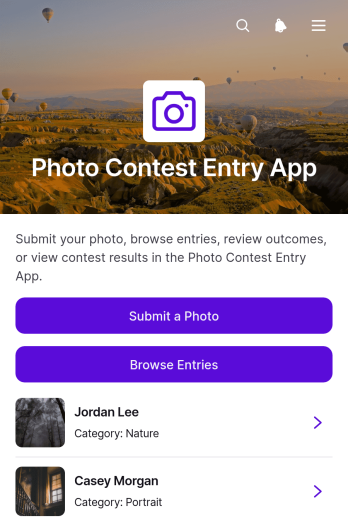 Photo Contest Entry App Template