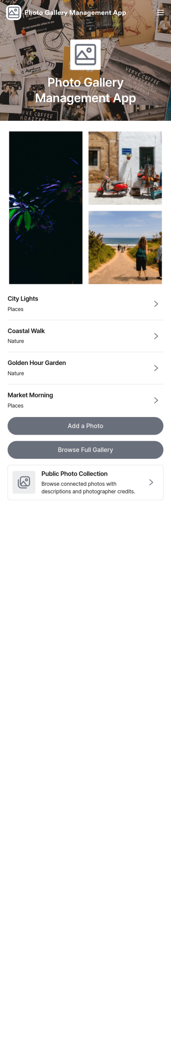 Photo Gallery Management App Template