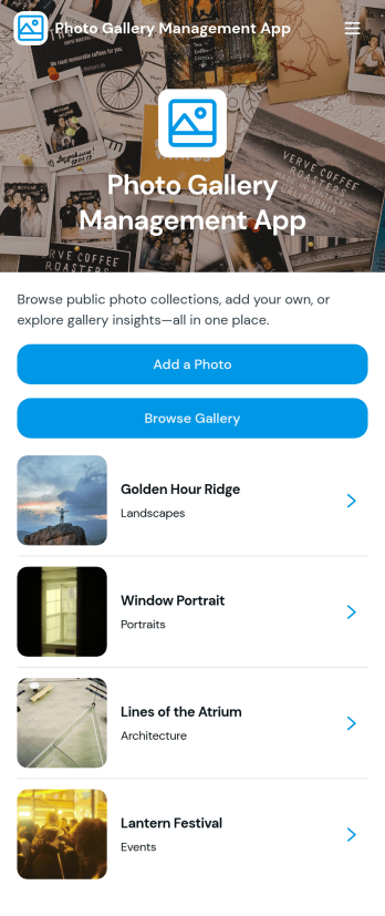 Photo Gallery Management App Template
