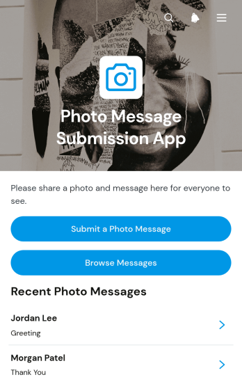 Photo Message Submission App Template