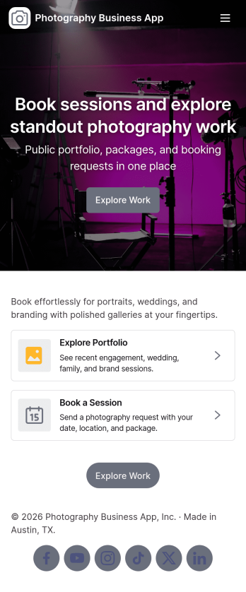 Photography Business App Template