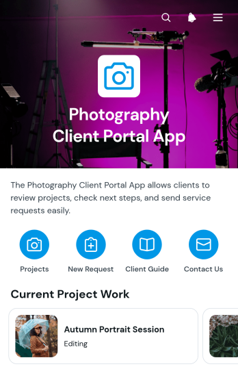 Photography Client Portal App Template