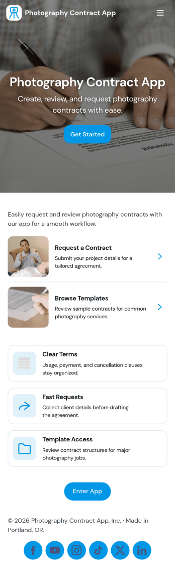 Photography Contract App Template