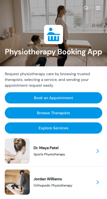 Physiotherapy Booking App Template