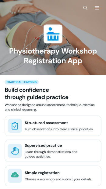 Physiotherapy Workshop Registration App Template