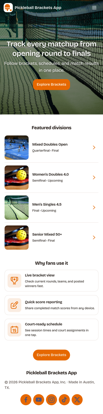 Pickleball Brackets App Template