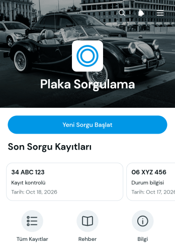 Plaka Sorgulama Uygulama Șablonu