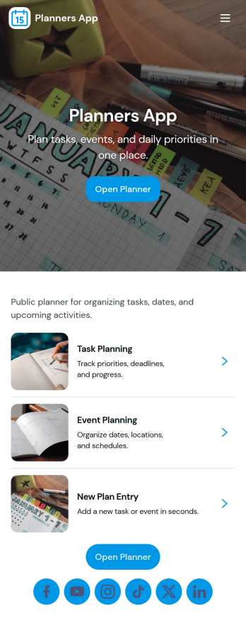 Planners App Template