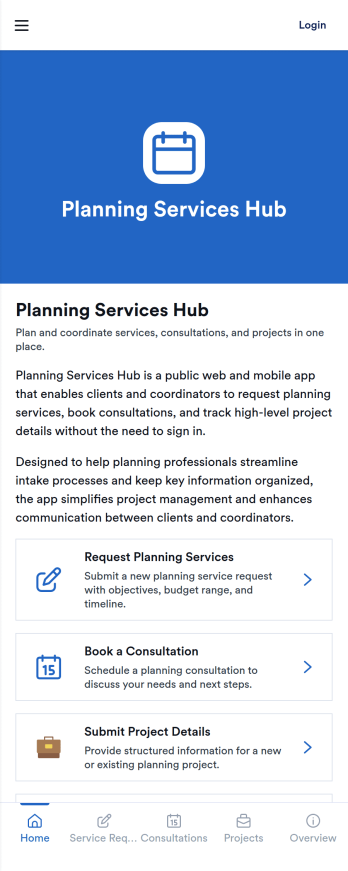 Planning Services Hub App Template