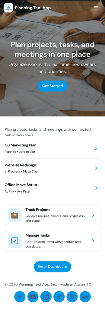 Planning Tool App Template