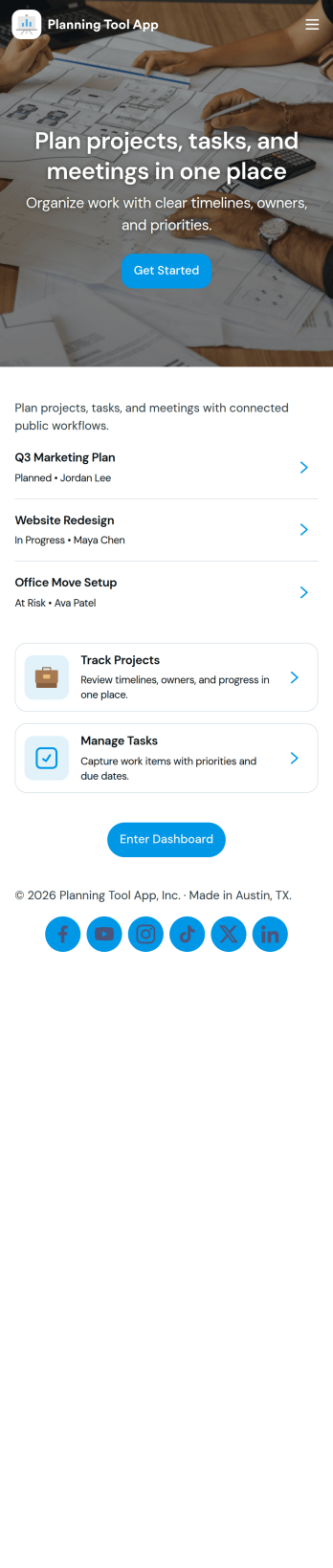 Planning Tool App Template