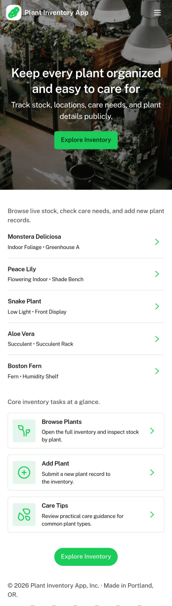 Plant Inventory App Template