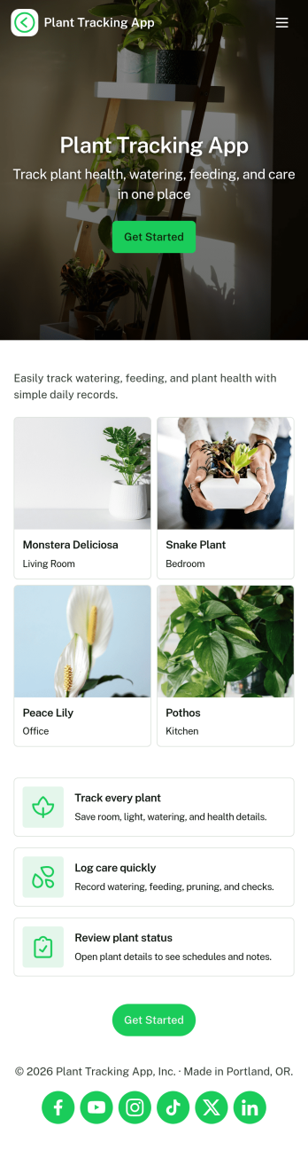 Plant Tracking App Template