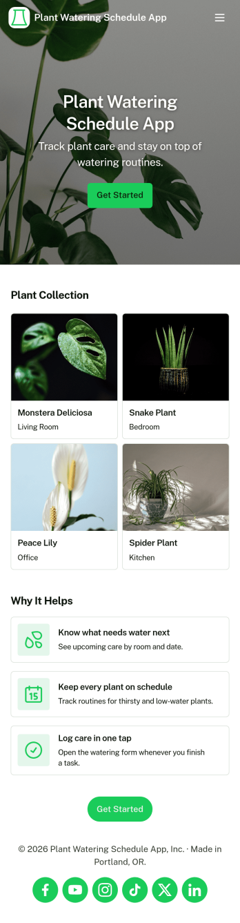 Plant Watering Schedule App Template