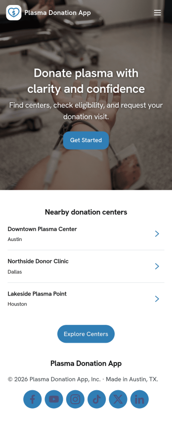 Plasma Donation App Template