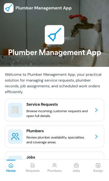 Plumber Management App Template