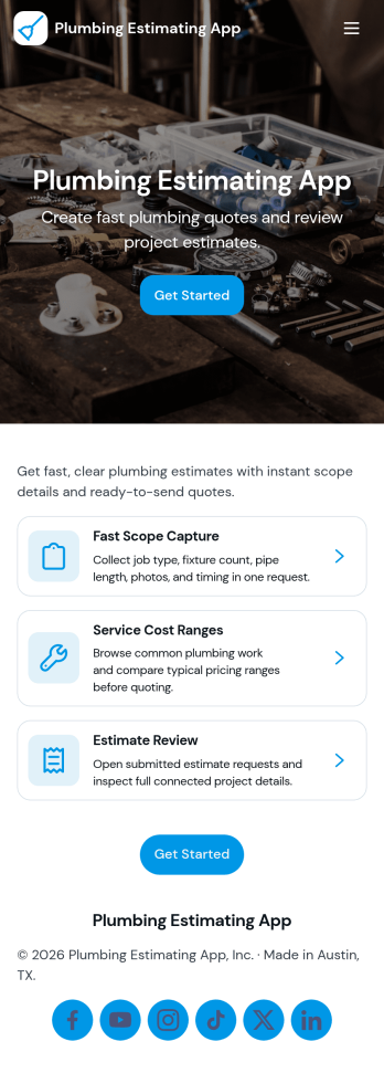 Plumbing Estimating App Template