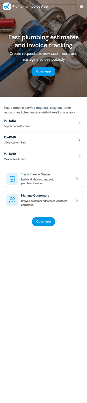 Plumbing Invoice App Template