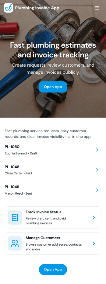 Plumbing Invoice App Template