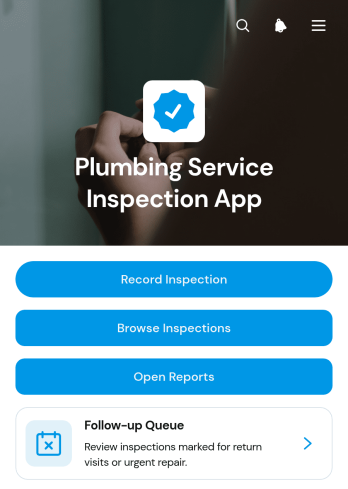 Plumbing Service Inspection App Template