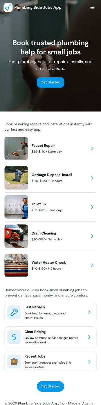 Plumbing Side Jobs App Template