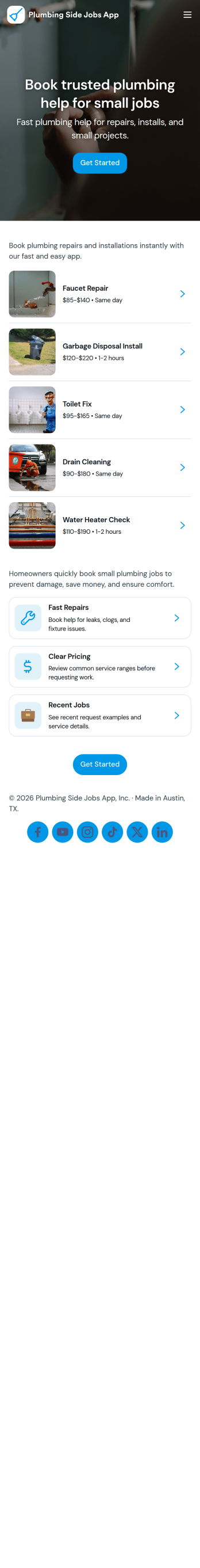 Plumbing Side Jobs App Template