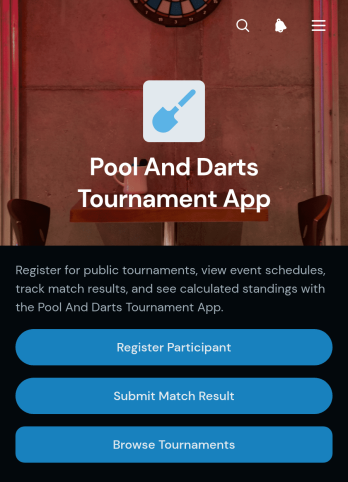 Pool and Darts Tournament App Template