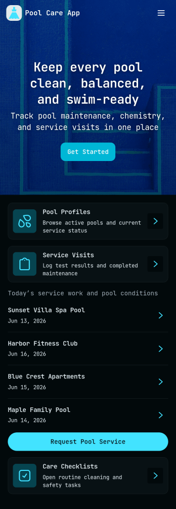 Pool Care App Template