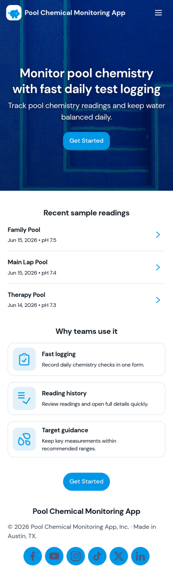 Pool Chemical Monitoring App Template