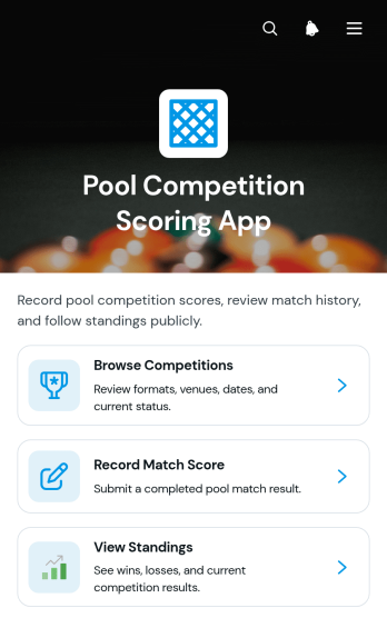 Pool Competition Scoring App Template