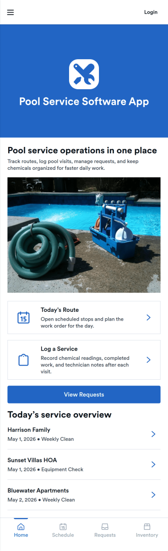 Pool Service Software App Template