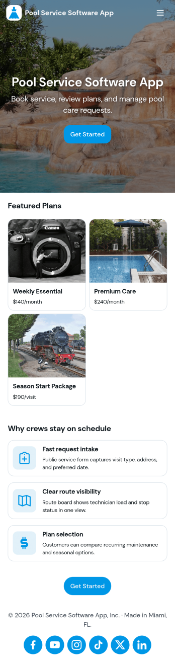 Pool Service Software App Template