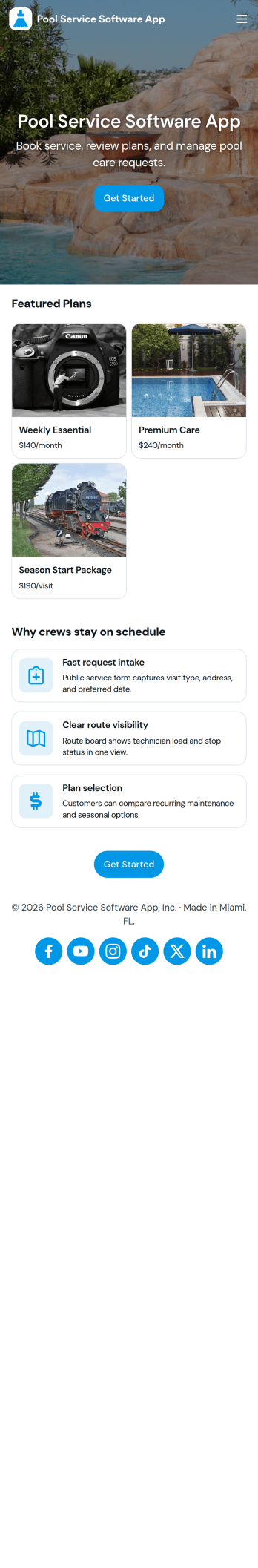 Pool Service Software App Template