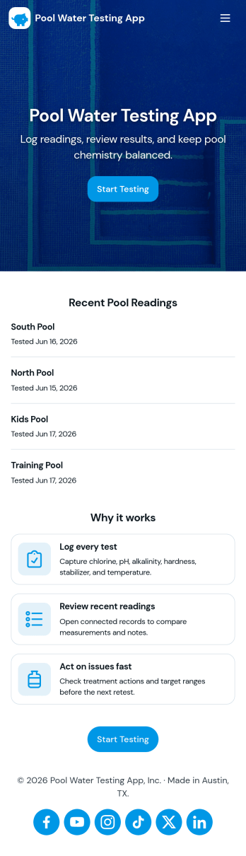 Pool Water Testing App Template