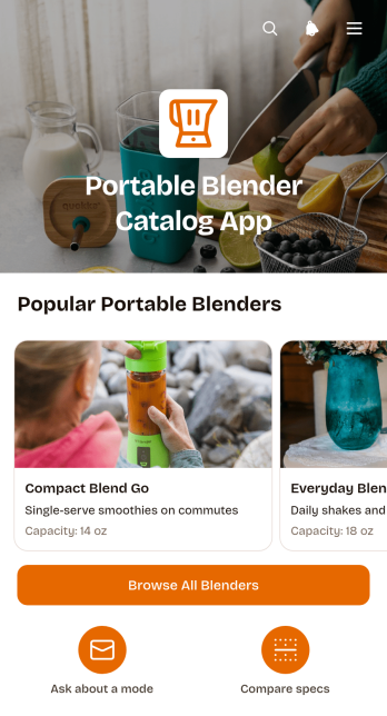 Portable Blender Catalog App Template