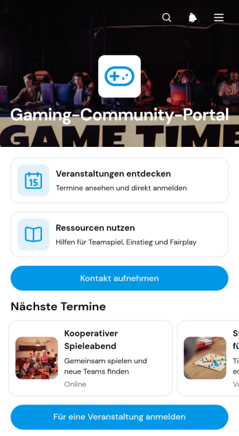 Portal-App für Spielgemeinschaften