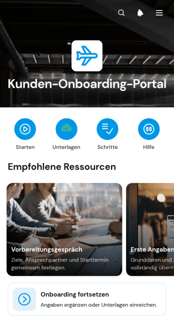 Portal zur Kundenaufnahme