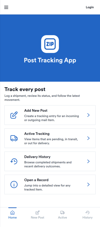 Post Tracking App Template