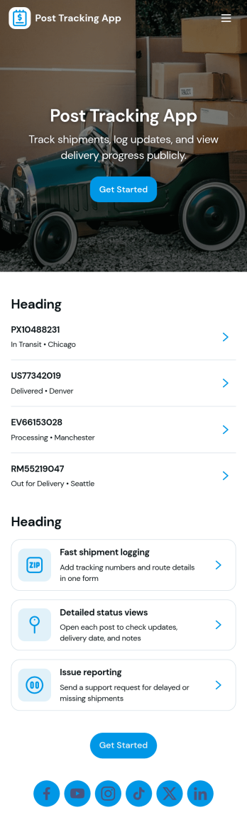 Post Tracking App Template