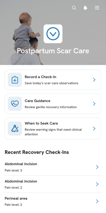 Postpartum Scar Care App Template