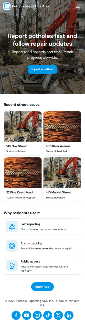 Pothole Reporting App Template