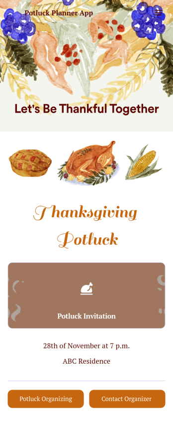 Potluck Planner App Template