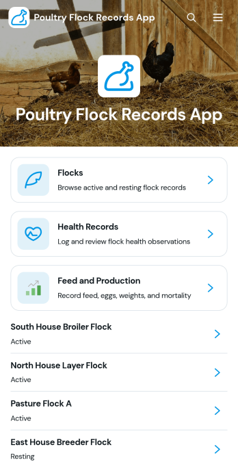 Poultry Flock Records App Template