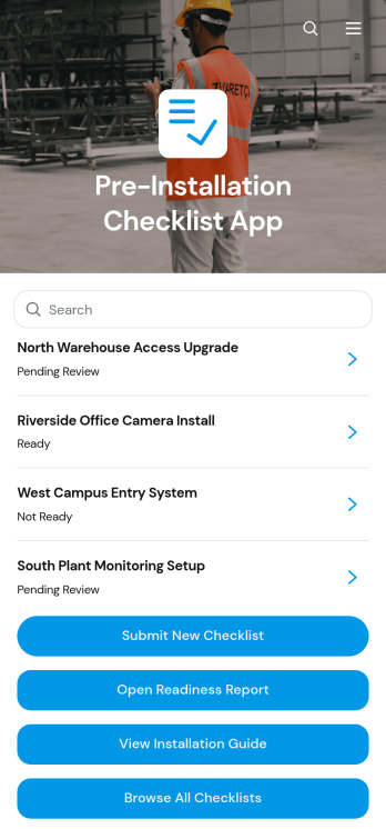 Pre-Installation Checklist App Template