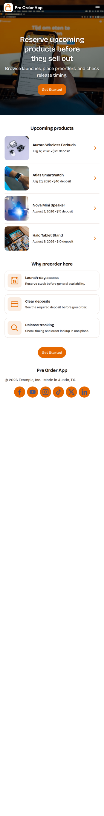 Pre Order App Template