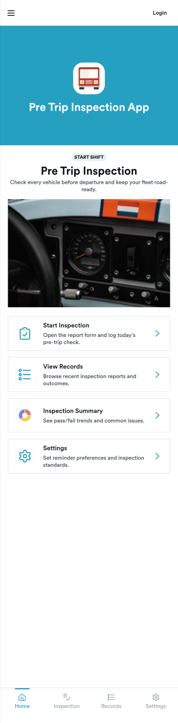 Pre Trip Inspection App Template