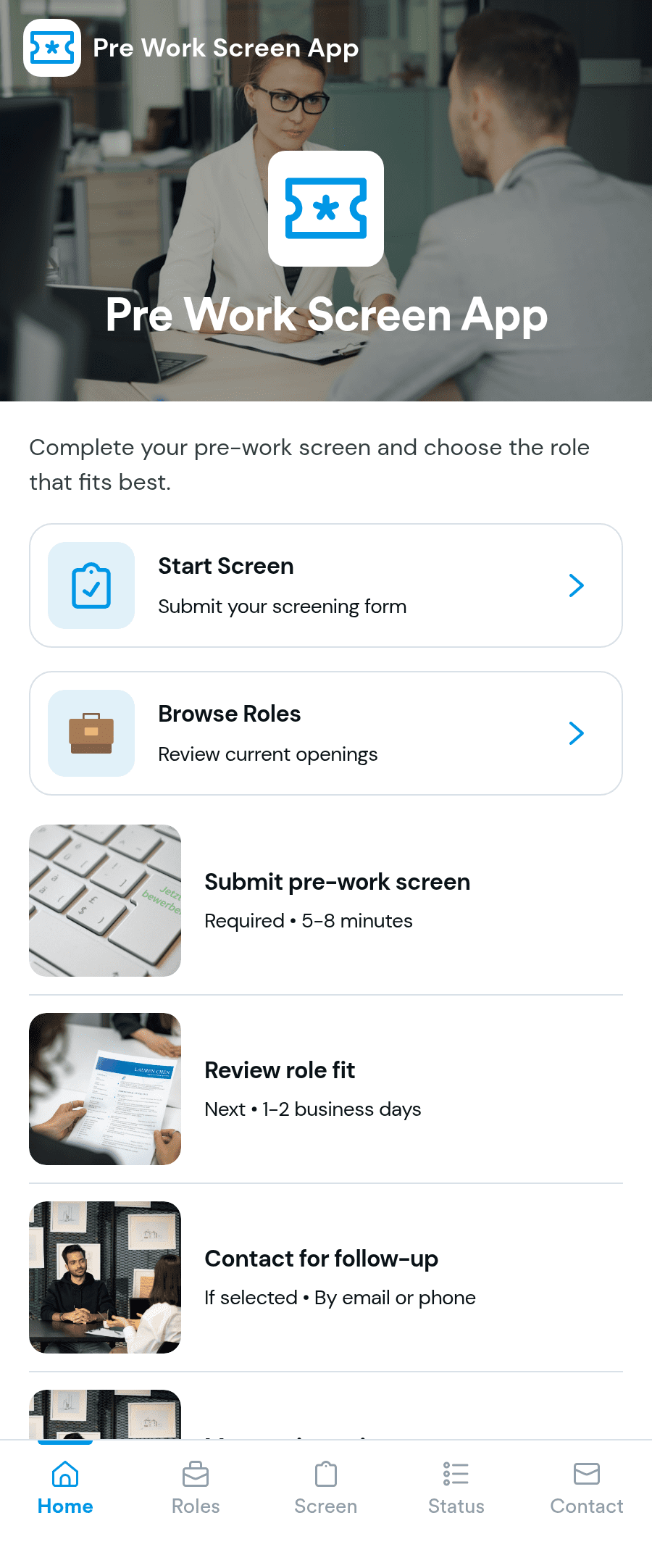 Exp Screen App Pre Work Screen App Template | Jotform