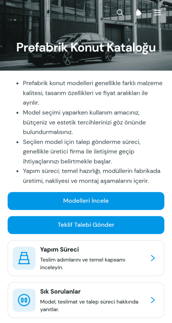 Prefabrik Ev Kataloğu Uygulama Șablonu