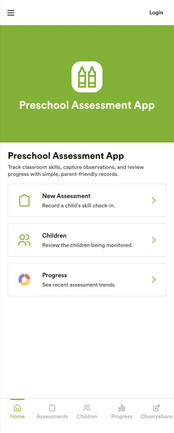 Preschool Assessment App Template